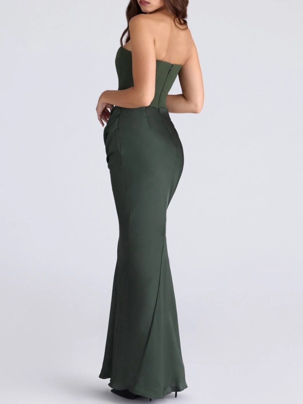 HOUSE OF CB 'Persephone' Green Crepe Strapless Dress/ XSmall $329 - Picture 6 of 7